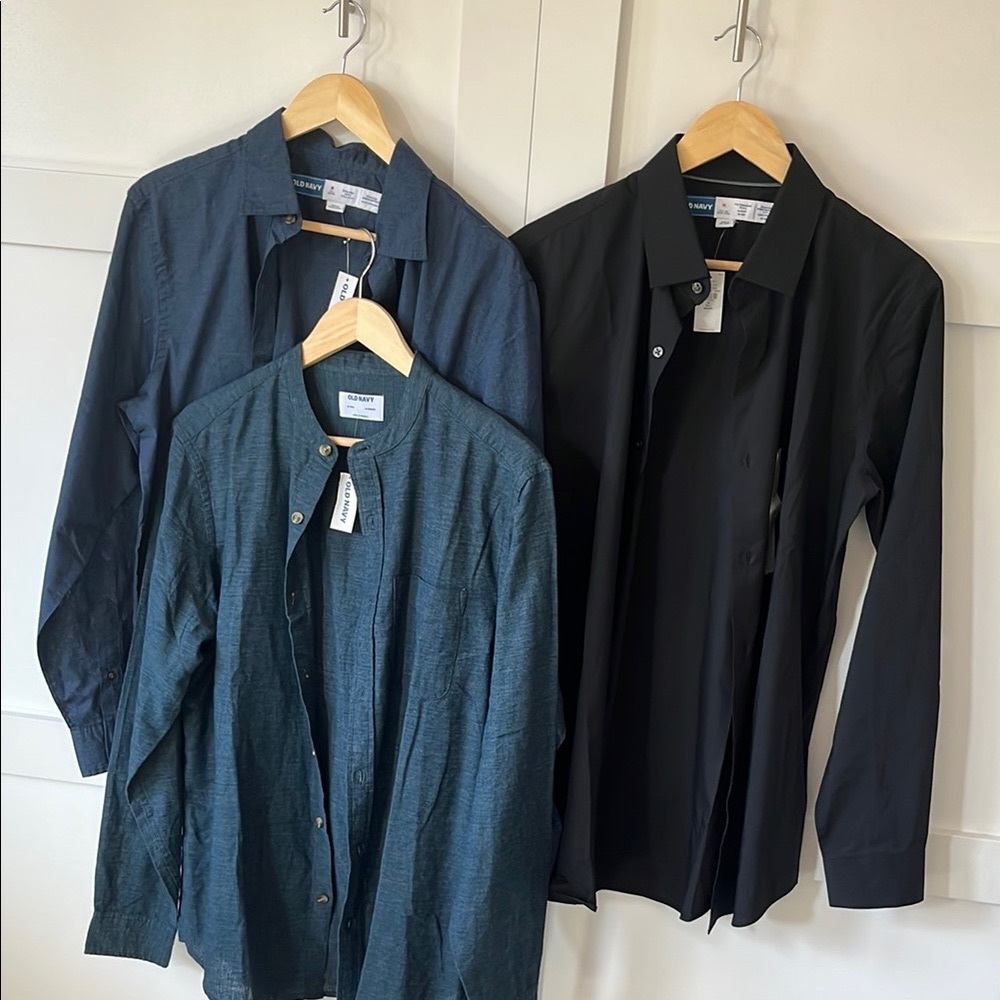 Old Navy Blue Dress Shirt Professional Cotton Blend